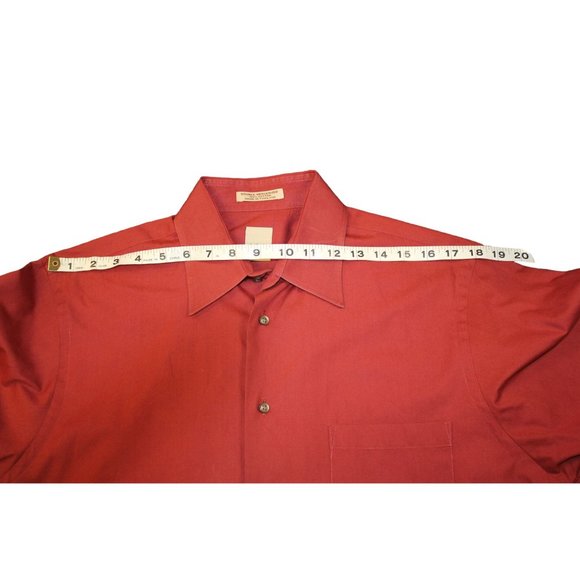 JOE Joseph Abboud / Men's dress button up (Size 15 1/2 32/33) Rust color / 100% - Picture 7 of 13